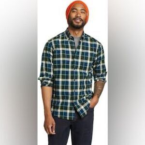 Eddie Bauer Men’s Size Small Eddie’s Field Flannel Shirt Peacock Green Blue NWT
